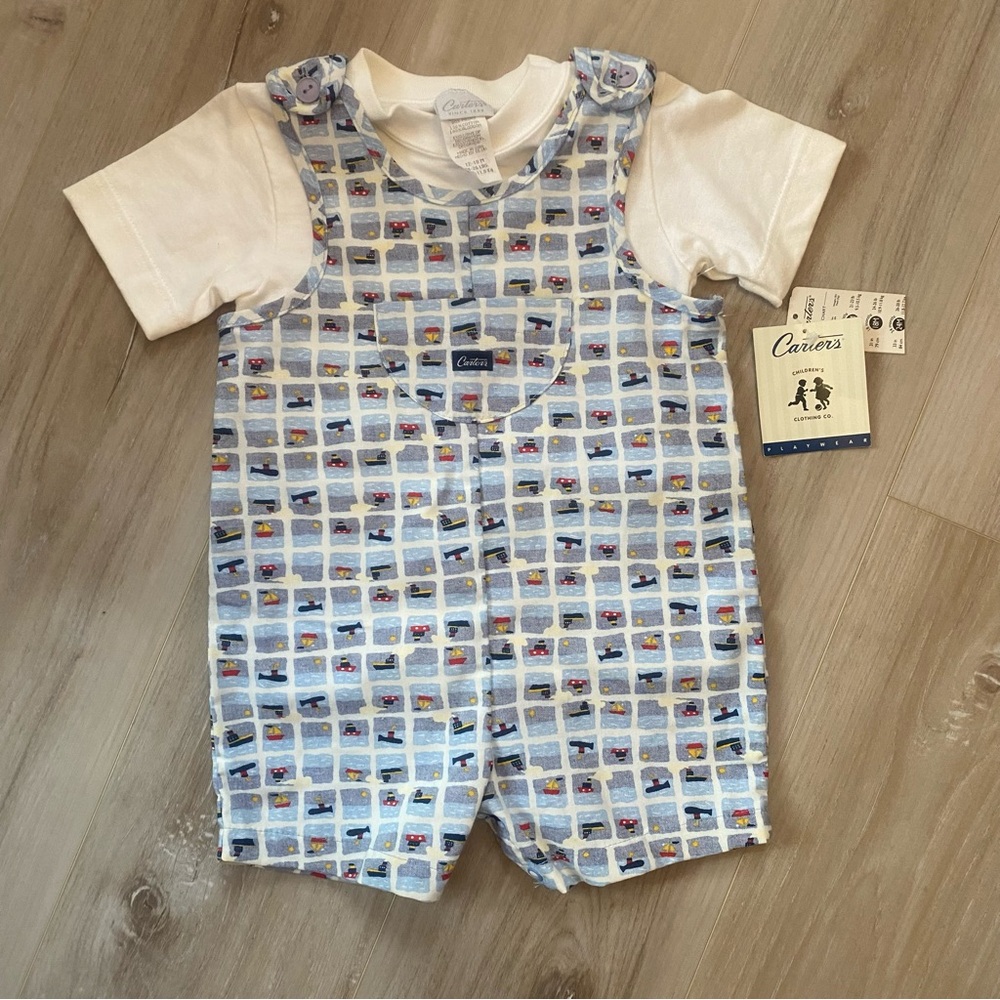 Vintage Carter's Sailboat Patterned Kids Overall Outfit